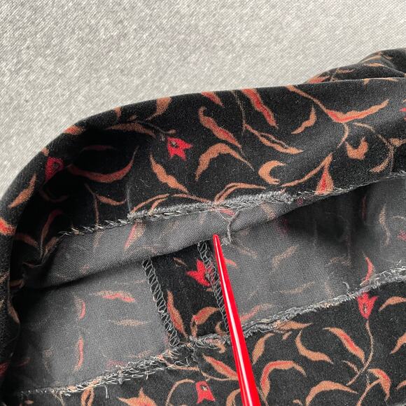 VTG Dark Floral Velvet Pleated Midi Skirt 12 Whimsigoth Cottagecore Witchy Retro - Picture 13 of 16